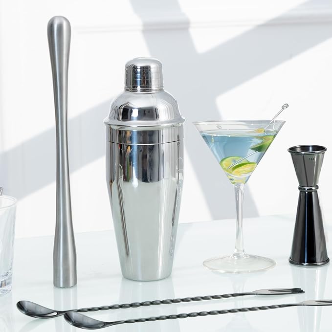 Bar Spoon Cocktail Mixing Stirrers,2Pcs,12” with Trident Fork, Black | 18/8 Stainless Steel, Double Ended Design, Long Drink Spoons, Trident Fork, for Stirring Coffee & Cocktails