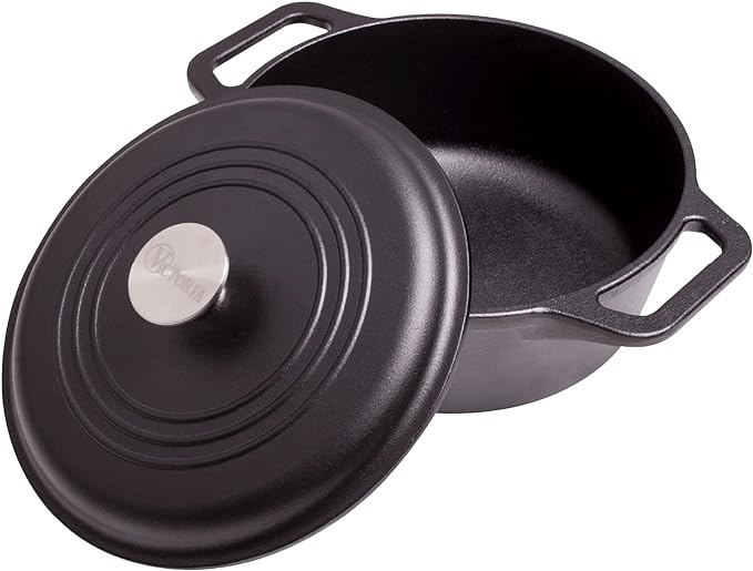 Victoria 4-Quart Cast Iron Dutch Oven with Lid and Dual Loop Handles, Seasoned with Flaxseed Oil, Made in Colombia