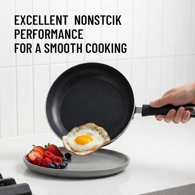 Nonstick Frying Pan Set-3-Pieces Skillet Set Induction Compatible,8 Inch,9.5 Inch and 11 Inch Omelette Pan with Bakelite Handles