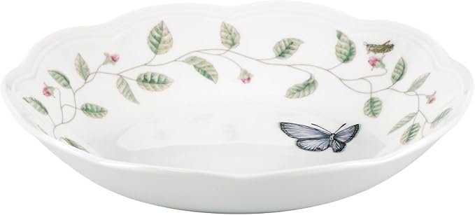 Lenox Butterfly Meadow Porcelain Pasta Bowl Set for 4, 20oz | dishwasher safe, microwave safe | floral design | kitchen and dining essential | 20oz, gift for women