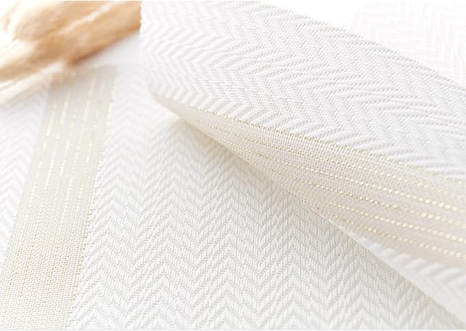 PIGCHCY Luxurious Placemats Set of 6, 18 x 12 inches Elegant Placemats Non-Slip Washable Durable Table Mats for Home/Dining Room Decoration (White)