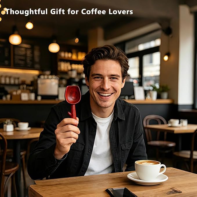 Padauk Coffee Scoop,Wooden Coffee Bean Measuring Spoon,10g Capacity,Natural Wood Coffee Scoop for Tea,Sugar & Powder,Rustic Kitchen Gift for Coffee Lovers