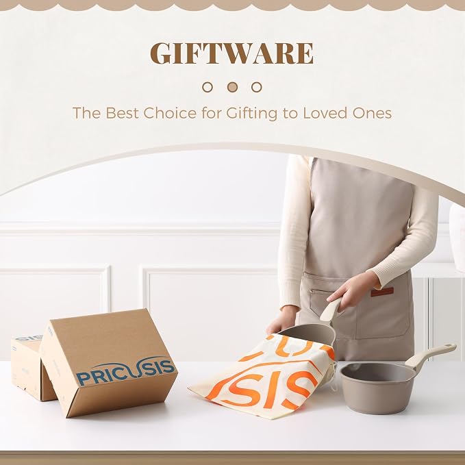PRICUSIS Nonstick Saucepan with Lid, 2 Quart Sauce Pan, Healthy Sauce Pot with Pour Spouts for Multipurpose Use, PFOS & PFOA Free, Induction Compatible, Apricot