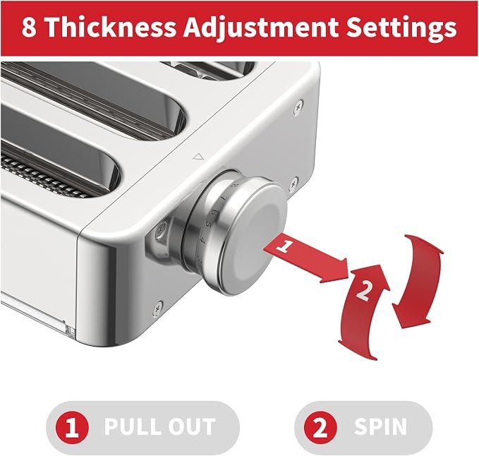 All Metal 3 In 1 Set Pasta Maker Attachment for KitchenAid, Included Pasta Sheet Roller, Spaghetti Cutter, Fettuccine Cutter Maker Accessories And Cleaning Brush