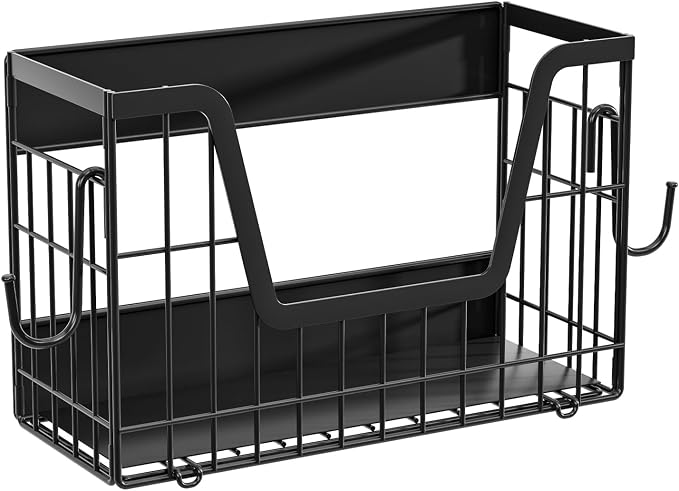 Magnetic Shelf for Fridge, Fruit Basket Magnet Shelves with 2 Hooks | Potato and Onion Storage Bins, Black Magnetic Organizer Side of Fridge Storage, Magnetic Spice Rack for Refrigerator Kitchen