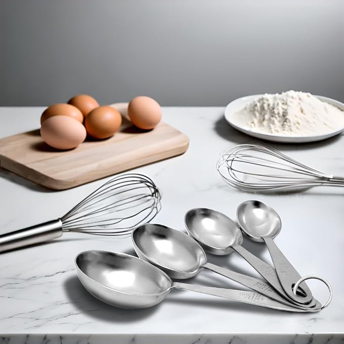 Lindy's MPC4 4-Piece Stainless Steel Measuring Scoop Set,Silver, 9 inches long