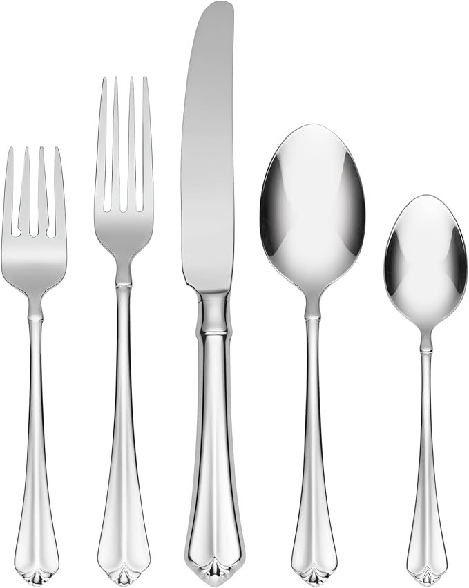 Oneida Juilliard 5-Piece 18/10 Silverware Set for 1, Flatware | silver, dishwasher safe | includes knives, forks, and spoons | heavy duty, cutlery set, utensil set, wedding silverware