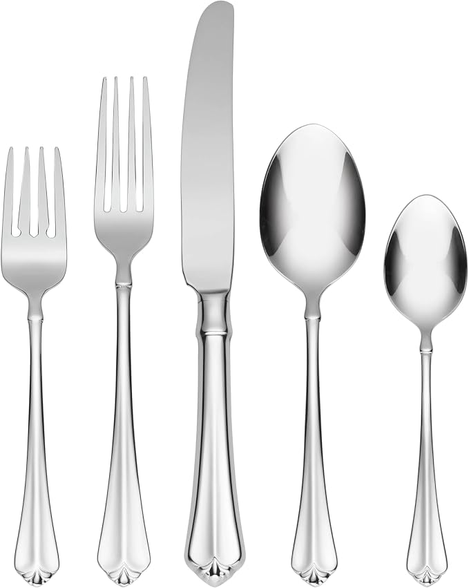 Oneida Juilliard 45-Piece 18/10 Silverware Set for 8, Flatware | silver, dishwasher safe | includes serving spoons and utensil set | cutlery set for kitchen and dining