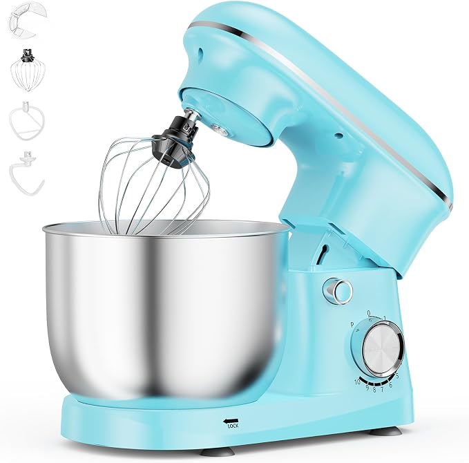 NEWBULIG Stand Mixer 6.3QT, Kitchen Electric Mixers Alternative | 10-Speed Dough Hook, Whisk, Beater & Splash Lid, Multi-Cover for Baking, Cakes and Home Cooking Needs