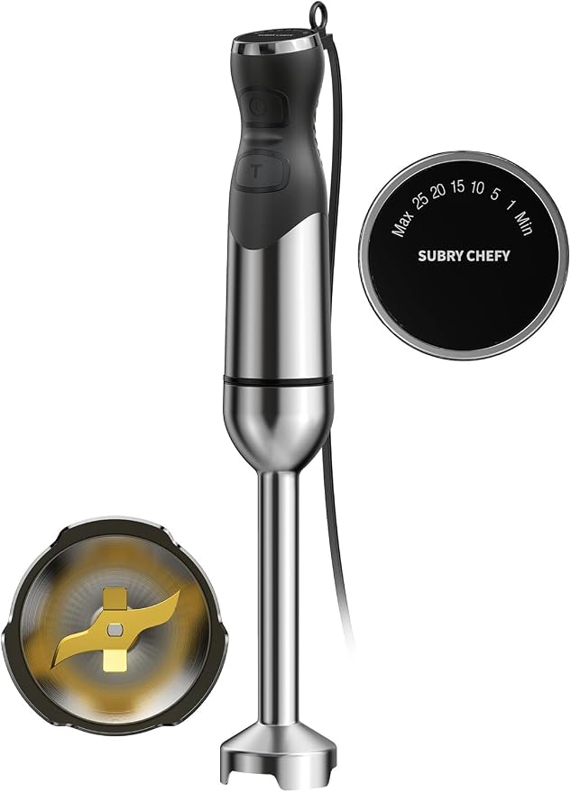 2025 New 1000W Immersion Blender Handheld – 25-Speed, Stainless Steel, Hand Blender, Corded Hand Mixer with Heavy-Duty Copper Brushless Motor & Gift Box (Black)