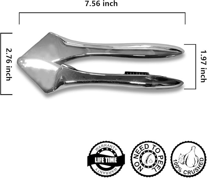 2-in-1 Garlic Press and Slicer – No Peel Garlic Mincer, Rust-Proof Garlic Crusher, Easy Clean Kitchen Gadget for Garlic, Ginger, Nuts