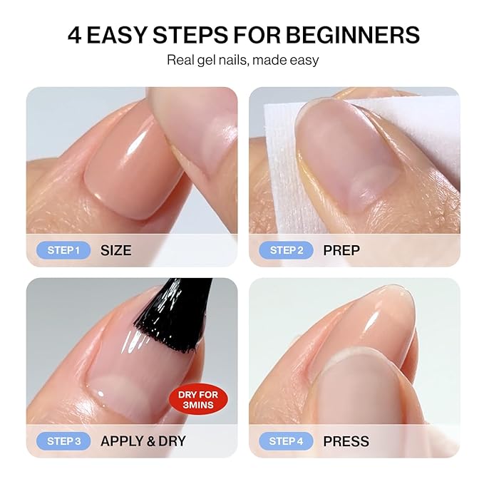 ohora Gel Press On Nails | Pink, Chrome Dot, Medium Oval | Glazed Dot | Salon-Quality, 100% Real Gel, No UV Lamp, No Glue, Non-Toxic | 15 Sizes, 30 Tips | Long Lasting press ons, K beauty nails