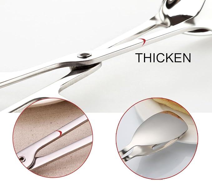 KEBE Serving Tongs for Cooking Buffet Party Catering, Thickening Food Serving Cake Bread Kitchen Salad Tongs, Stainless Steel