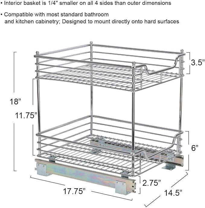 Household Essentials Chromed Steel 2-Tier Artisan Pull-Out Organizer