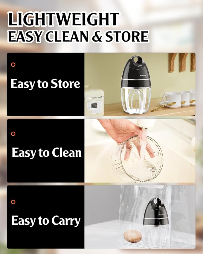 MIGECON Stand Mixer Electric Kitchen Mixer Egg Electric Whisk, Dark Grey | Hands-Free Shampoo Frother, Rechargeable Egg Beater for Cake Baking, 900ml Milk Frother, One-Click Operation