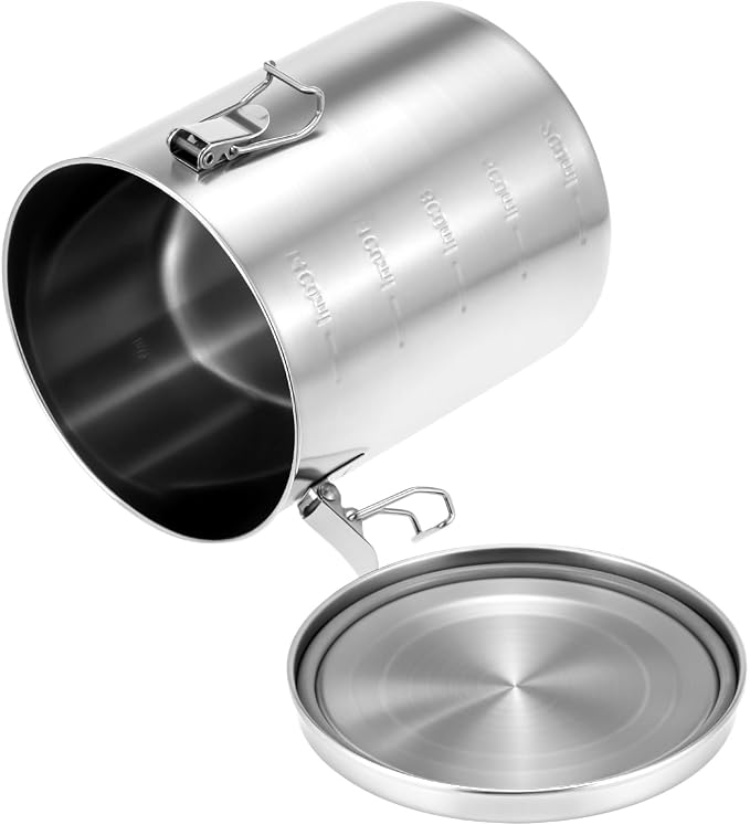 QWORK Stainless Steel Coffee Canister - Airtight 56 fl oz Food Storage Container with Silicone Gasket & Snap Locks for Coffee, Tea, Sugar