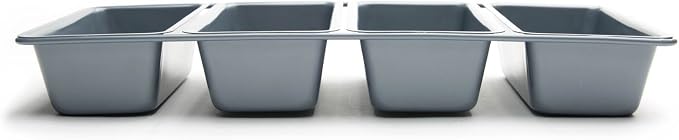 Fox Run Loaf Pan, Linked Non-Stick Mini Bread Pans, with 4 Connected Wells | Make 4 Mini Loaves At Once | Easily Release Nonstick Bread Pan | Consistent Results | Small Loaf Pan | Sourdough Bread Baking