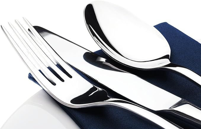 Silverware Set for 12 with Serving Utensil,Stainless Steel Flatware Cutlery | Heavy Duty Steak Knife Fork and Spoon, Dishwasher Safe, Gift Package for Wedding Housewarming