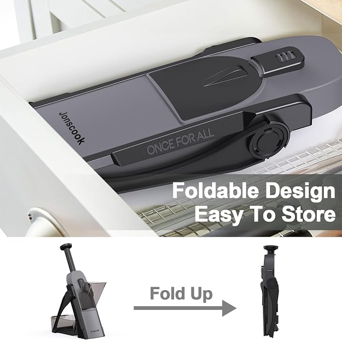 Safe Mandoline Slicer for Kitchen, 5 in 1 Multi Food Chopper, Potato Slicer | Adjustable Thickness 0.1-8 mm, Vegetable Chopper Cutter, Food Chopper French Fry Cutte, Paring Knife/Cleaning Brush, Mandolin