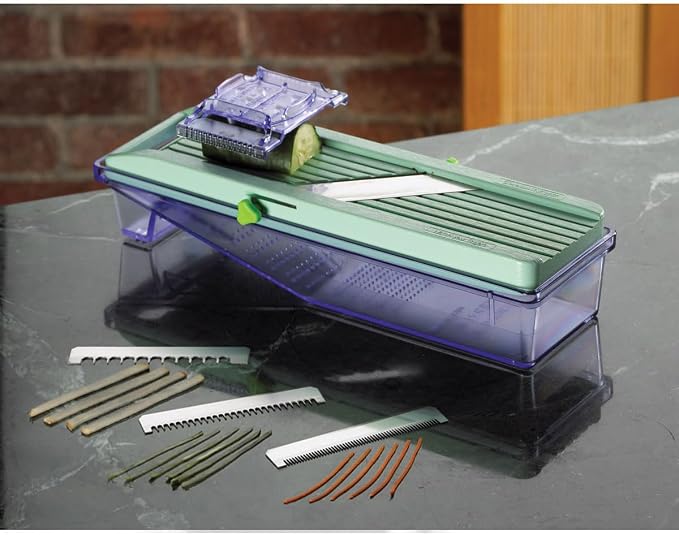 Benriner Mandoline Slicer with Collection Tray and 4 Blades, Japanese Stainless Steel, BPA Free