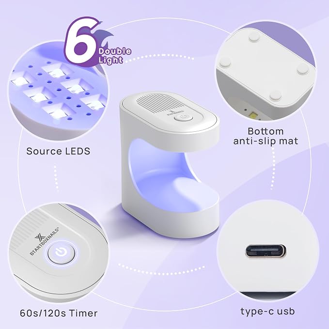 BTArtboxnails Builder Gel Set - Builder Gel Top Coat & Lamp | Long Lasting 30+ Days, Easy-to-Apply for Home DIY & Salon Manicure, Builder Gel 15ML & Top Coat 15ML & Portable Nail Lamp