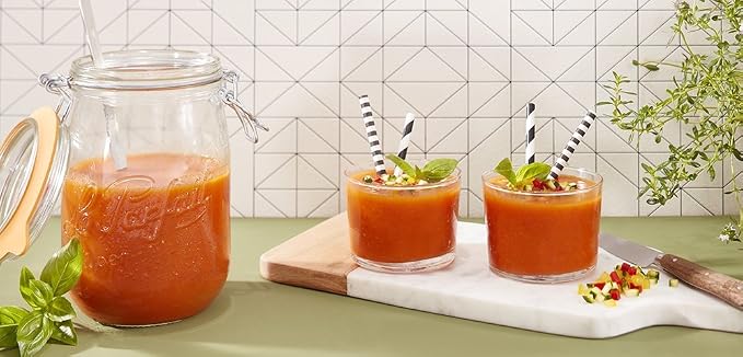 Le Parfait Super Jar 1L (32oz) Glass Canning Jar, Wire Bail Lid, 1 Pack | Airtight rubber seal for canning, preserving pickles, sauces and whole fruit, fermentation and pantry storage; Made in France