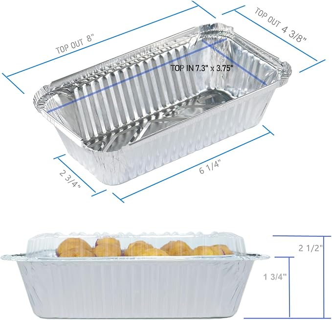 Disposable Loaf Pan with Lid for Baking - 1.5 Lb Disposable Bread Pans - Meatloaf Pans – 50 Aluminum Foil Pans and 50 Clear Lids - Perfect for Baking Cakes, Bread, Meatloaf… | 50 Pack, To-Go Loaf Tins with Clear Lid for Bakery Sales packaging, and Home...