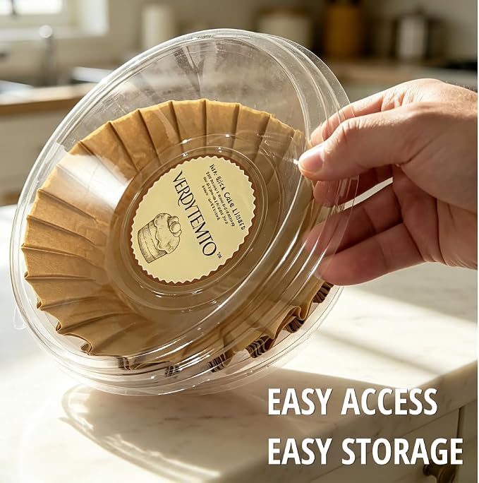 50 Pcs 6 Inch Disposable Parchment Liners - Unbleached Non-Stick Greaseproof Baking Cups, Heat Resistant Oven & Air Fryer Safe, for Basque Cheesecake, Cupcake, Mini Cakes & Brownies by VERDYTEMTO