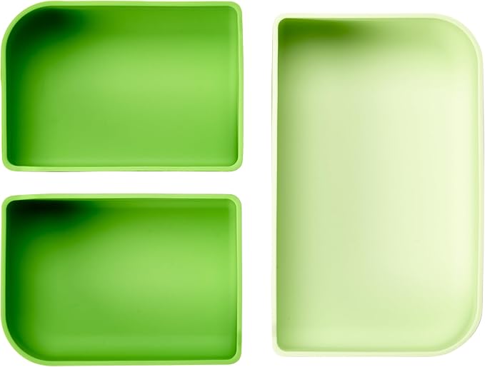LunchBots Build a Bento 32 oz Platinum Silicone Divided Lunch Box Green