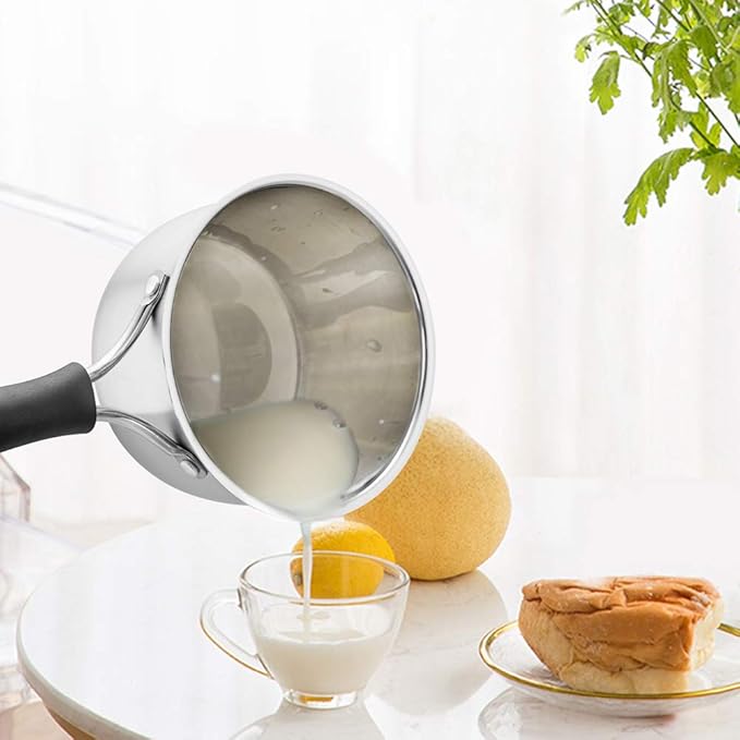 TeamFar Saucepan with Lid, 2 qt Sauce Cooking Pot Milk Pan Stainless Steel | Professional with Long Heatproof Handle for Home Kitchen Restaurant, Healthy & Non Toxic, Multi-use & Dishwasher Safe