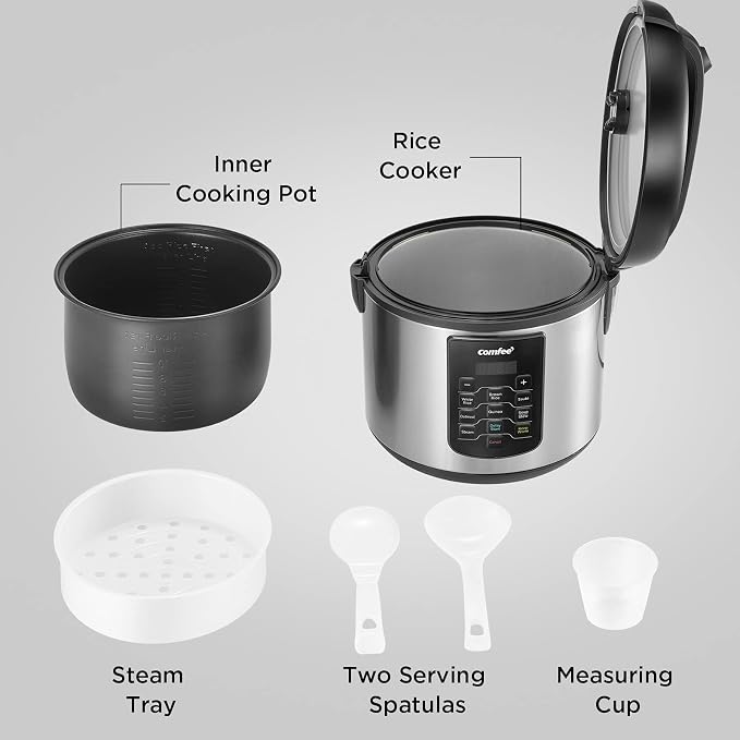 COMFEE' Large Rice Cooker with 8-Functions, 10-Cups Uncooked Rice