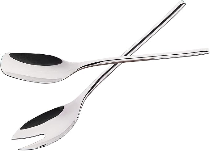 IMEEA 18/10 Stainless Steel Salad Servers Set 10-Inch Salad Spoon and Fork Serving Utensils Medium Size for Everyday Salad Serving
