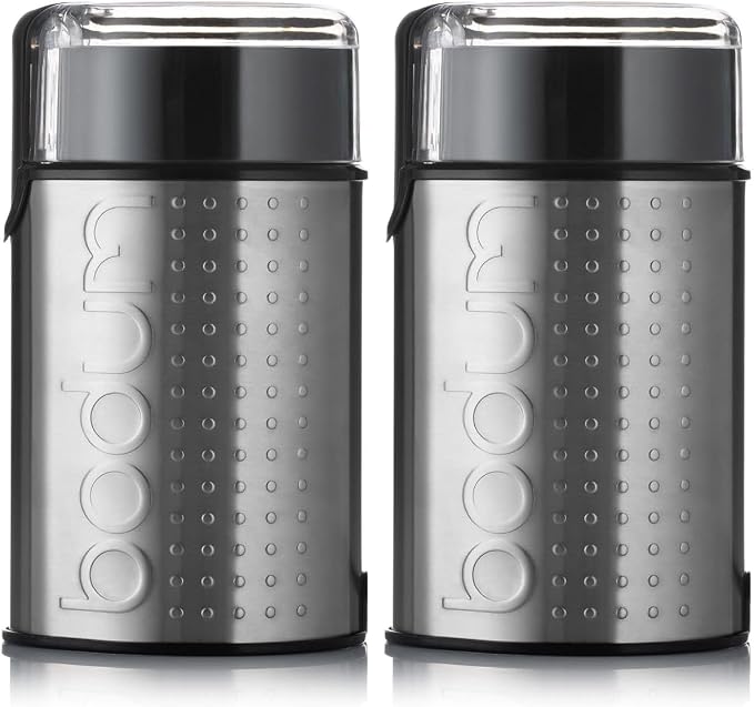 Bodum Bistro Electric Blade Coffee Grinder, Brushed Stainless Steel, 2.1 oz (Pack of 2)