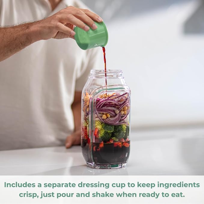 Prepara Classic Harvest Pod, 6 Cups, Green | Leakproof Meal Salad Jar On The Go