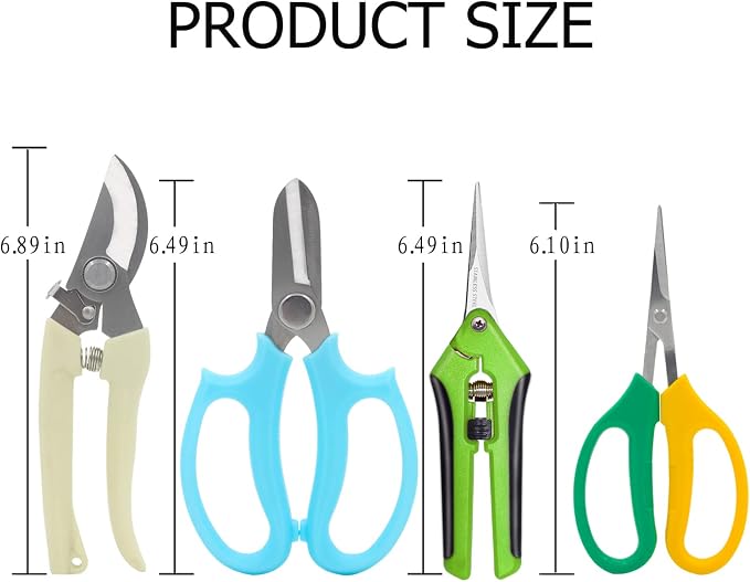 Garden Pruning Shears Garden Scissors Herb Scissors Florist Scissors Floral Snips Bonsai Scissors Hand Pruner with Gardening Gloves,Stainless Steel Straight Tip and Curved Blades,Green+Blue