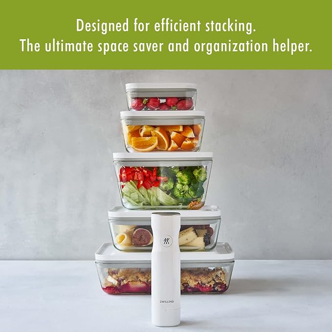 ZWILLING Fresh & Save 2-Piece Small Glass Vacuum Sealer Food Storage Containers with Airtight Lids