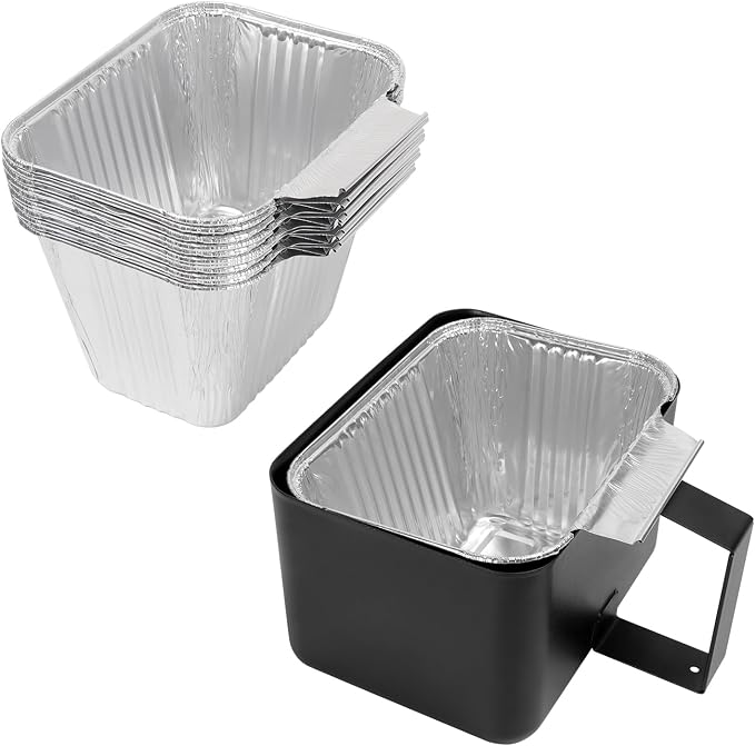 Grease Catcher Cup & 10 Aluminum Drip Pans for Blue Rhino Pit Boss Griddle | Fits Blue Rhino Razor GGC1643/GGC2241 & Pit Boss 2B/3B/4B Ultimate Griddle. Heat-resistant, Leakproof, Easy Cleanup.