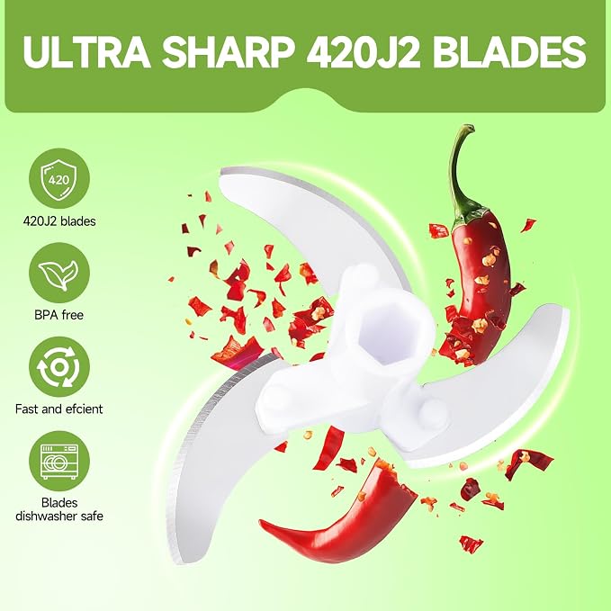 Manual Food Processor Vegetable Chopper, Portable Hand Pull String Garlic Mincer Onion Cutter for Veggies, Ginger, Fruits, Nuts, Herbs, etc., 500ml,（Gray-green）