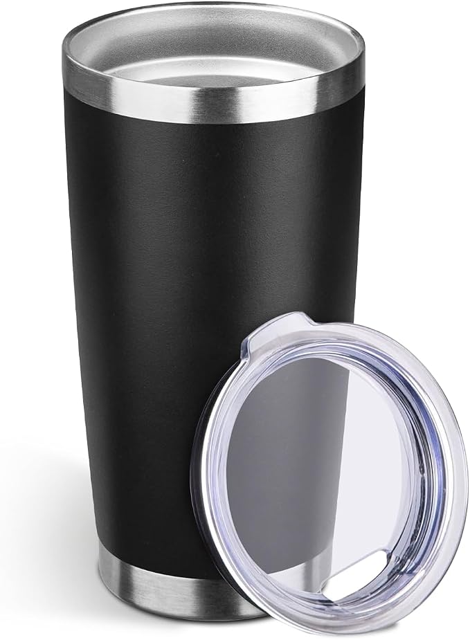 StarSpeed 20oz Stainless Steel Travel Coffee Tumbler,Black | Travel Coffee Mug,Spill-proof Lid,Double Wall,BPA-free Travel Cups,Insulated Cup Fits Car Cupholders