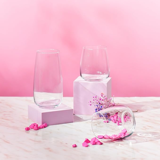 KROSNO Water Glasses Set of 6, 15.9 oz, Modern Collection | Drinking Glasses, Lead-Free Crystal Glassware, Juice Glasses, Water Glass Set, Dishwasher Safe, Made in Europe