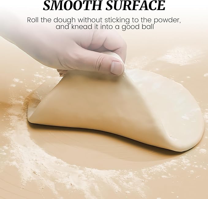 Ink-free Extra Large Silicone Pastry Mat for Healthy Baking 32 * 24Inch Large, Thickness 0.08Inch Heavy Duty Non-Slip Dough Rolling Mat, Non-Stick, Non-Slip and BPA Free Baking Mat.(Beige)