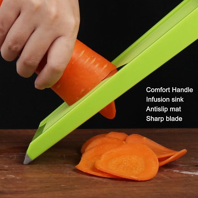 Vegetable Slicer, 4.25 x 10.8in Stainless Steel Mandoline Food Slicer with Hanging Hole, Handheld Vegetable Chip Maker Food Chopper for Potato, Carrot, Vegetables, Zucchini