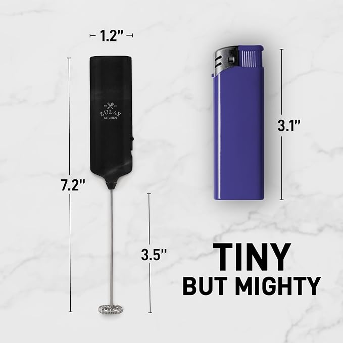 Mini & Mighty Milk Frother Wand – Powerful Handheld Coffee Frother, Battery Operated Drink Mixer – Compact Pocket Size – Detachable Whisk for Latte, Cappuccino, Matcha, Hot Chocolate