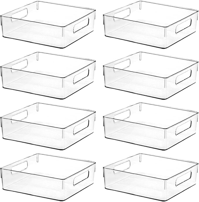 Clear Plastic Storage Bins, Home Bathroom Laundry Room Freezer Refrigerator Pantry Organizers and Storage Containers Fridge Organizer Bins Kitchen Organization Cabinet Medicine Bin for organizing