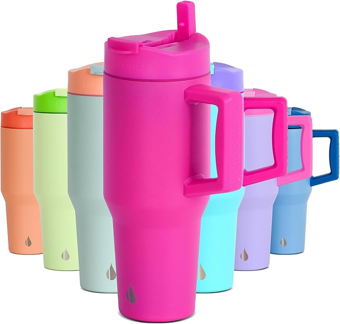 Elemental 100% Leak Proof 32oz Tumbler with Handle & Straw Travel Mug | Stainless Steel Double Wall Insulated Tumbler for Hot and Cold Beverages with Sip & Straw Lid