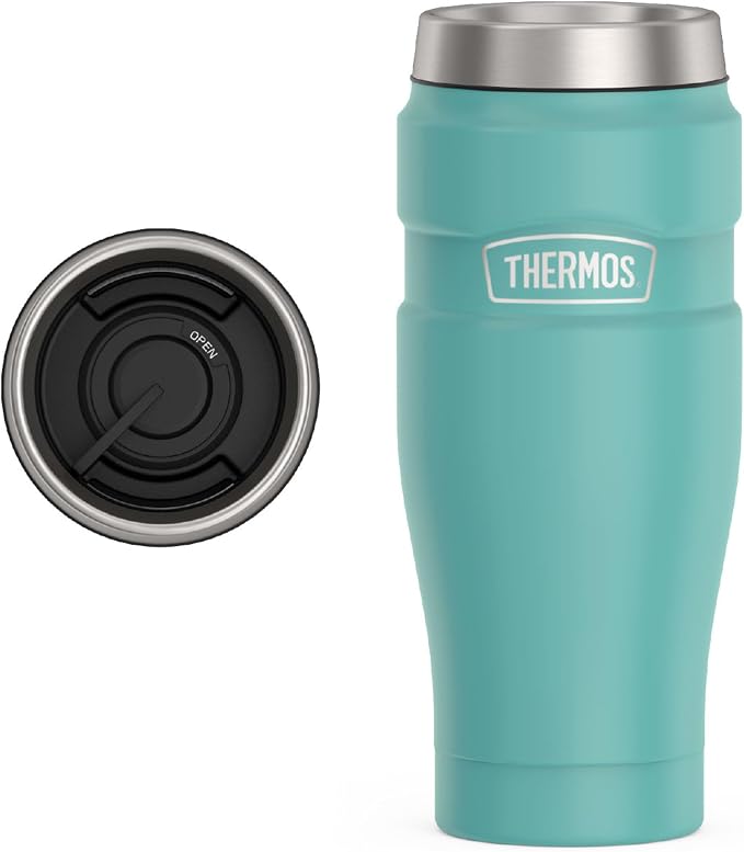 THERMOS Stainless King Stainless Steel Tumbler, 16oz, Matte Teal | Vacuum-Insulated Coffee Tumbler for Hot & Cold Drinks, For Commuting & Traveling