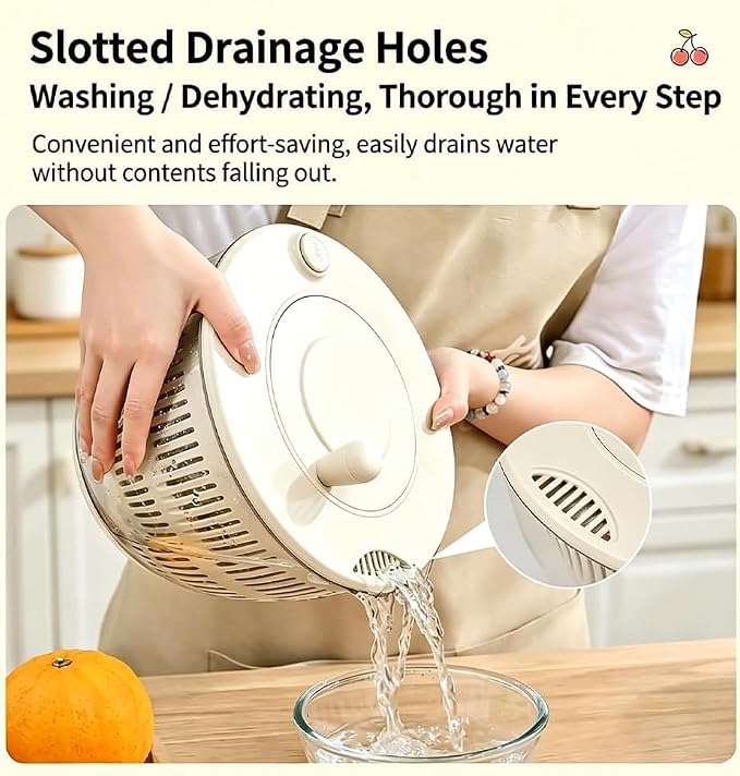 3 In 1 Salad Spinner Slicer Chopper, 2026 Upgraded Small Salad Spinner 5 Blades Slicing And Pureeing Vegetables Wash Bowl Kitchen Gadgets For Efficient Salad Preparation Food Washing (White) | Blue