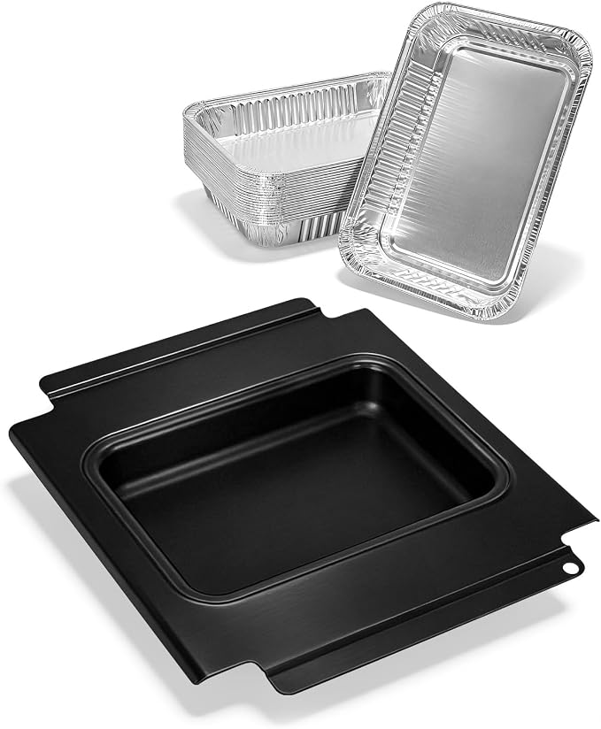 80580 Catch Pan with 20 Pack 6415 Drip Pan Liners for Weber Q200 Q220 Q240 Q300 Q320 & Q2000 Q3000 Series Grills, Grease Tray Catcher for Weber Replacement 80580 41877