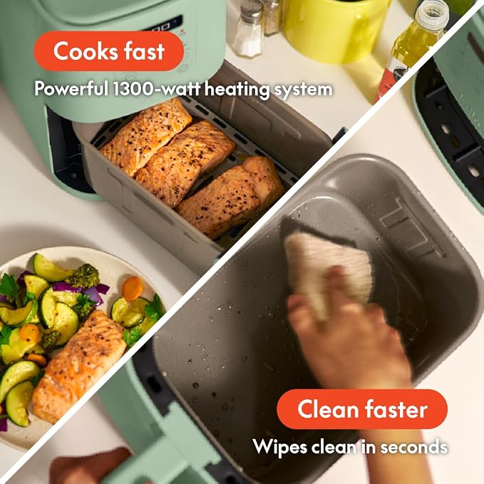 bella Fits-anywhere™ Slim Air Fryer, 4qt Ceramic Airfryer, Seaglass