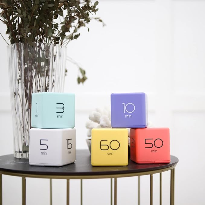 mooas Cube Timer, Flip, Block, Productivity, Time Management (Violet) | 5/10/20/30 Min Countdown Timer, Battery Operated, 2-Level Alarm Vol, Easy to Use, ADHD, Exercise, Study, Cooking